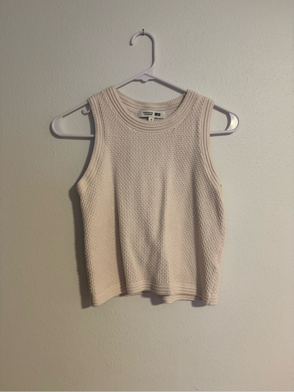 UNIQLO Cream Textured Knit Sleeveless Tank